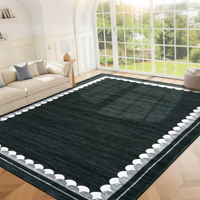 Tapis de sol contemporain pliable antidérapant à poils courts et antidérapant, Rectangulaire 8 pi x 10 pi