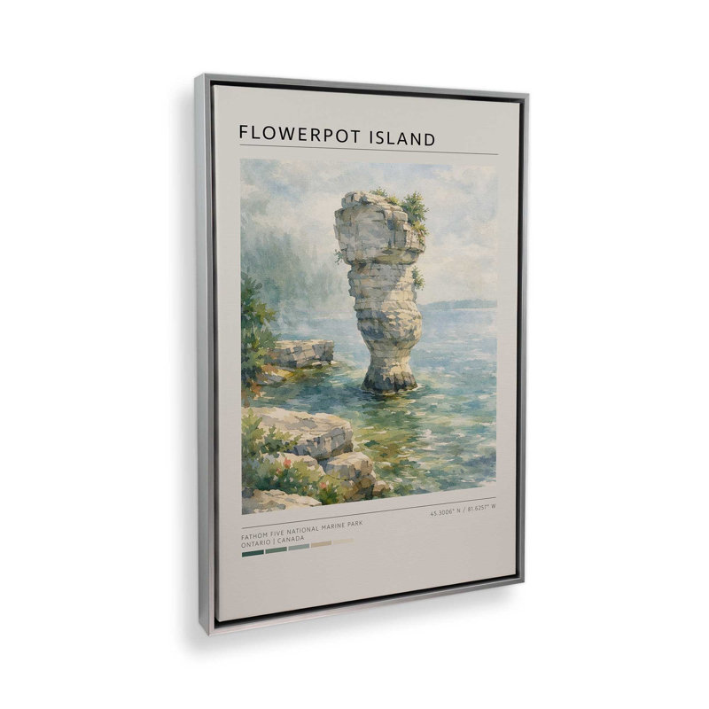 «Flowerpot Island», reproduction d'art sur toile, 8 po x 12 po, Cadre flottant en chrome poli