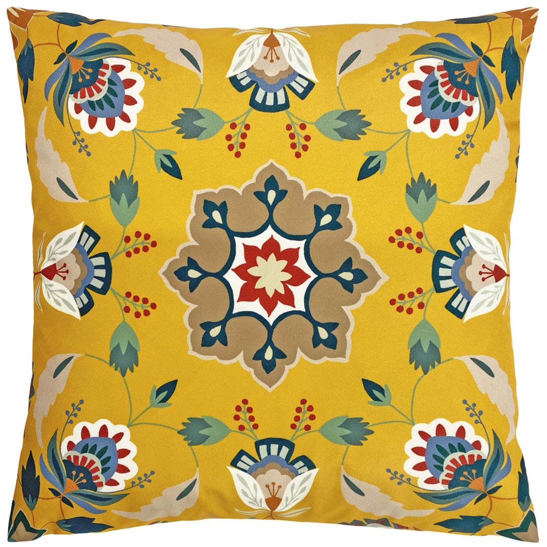 Indoor / Outdoor Floral Square Cushion Cover