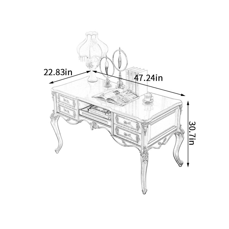 Bureau d'écriture Golden Golden, H 30,7 po x l 47,24 po x P 22,83 po