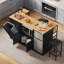 Îlot de cuisine 67 po avec rangement, mini-réfrigérateur, prise de courant et sièges-790811731