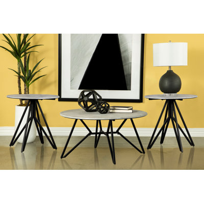 Ensemble de table basse et de table ronde 3 pièces Hadi SmartTop