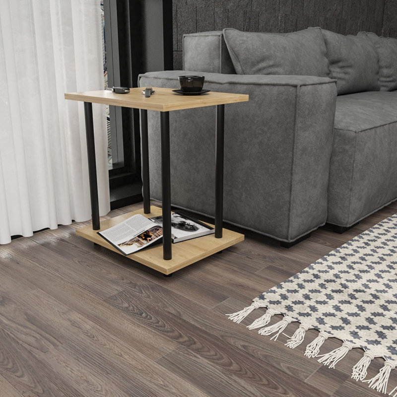 End Table, Black, Oak