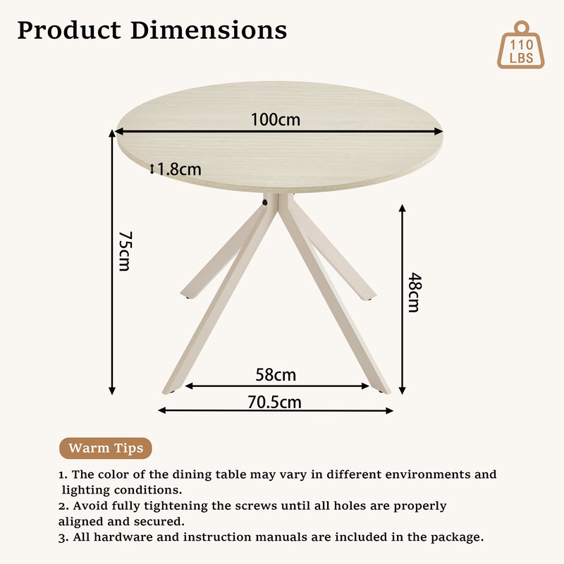 Metal Base Dining Table, Travertine / Beige White