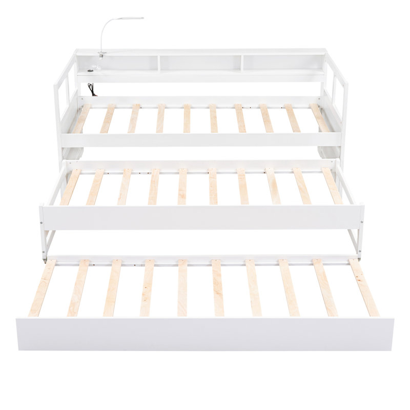 Lit plateforme simple avec rangement Gadi, Blanc