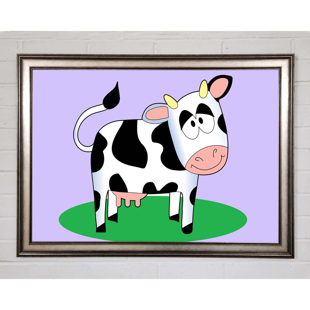 Happy Cow Lilac - Einzelner Bilderrahmen Kunstdrucke