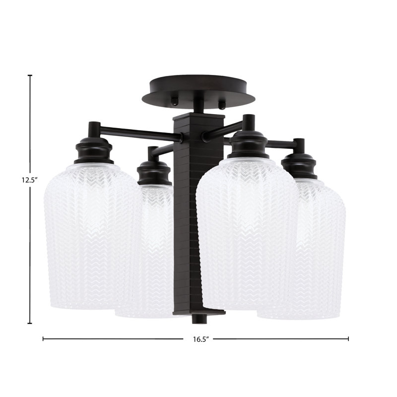 Bord semi-encastré 4 lumières avec verre texturé 5 po Edge, Espresso, Clair