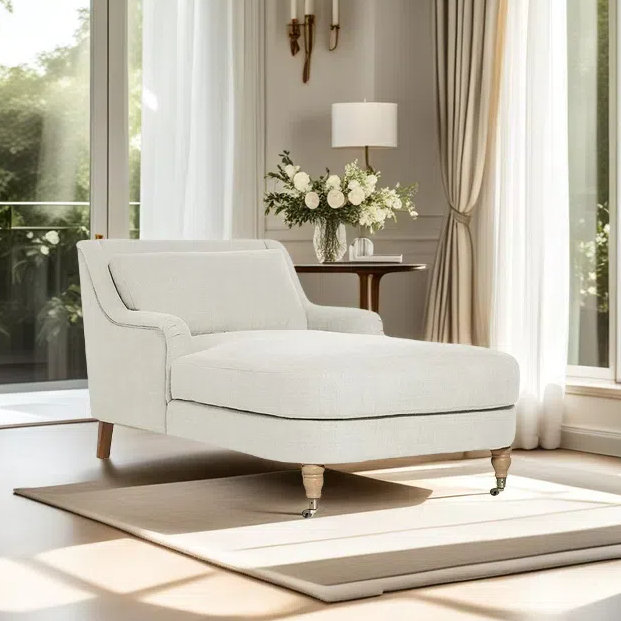 Chaise longue élégante paresseuse rétro, Blanc cassé