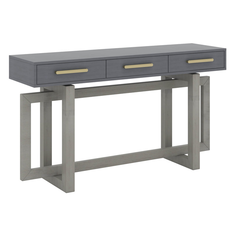 Console de 57 pouces de style minimaliste avec canapé à trois tiroirs et fabrication robuste, Gris antique