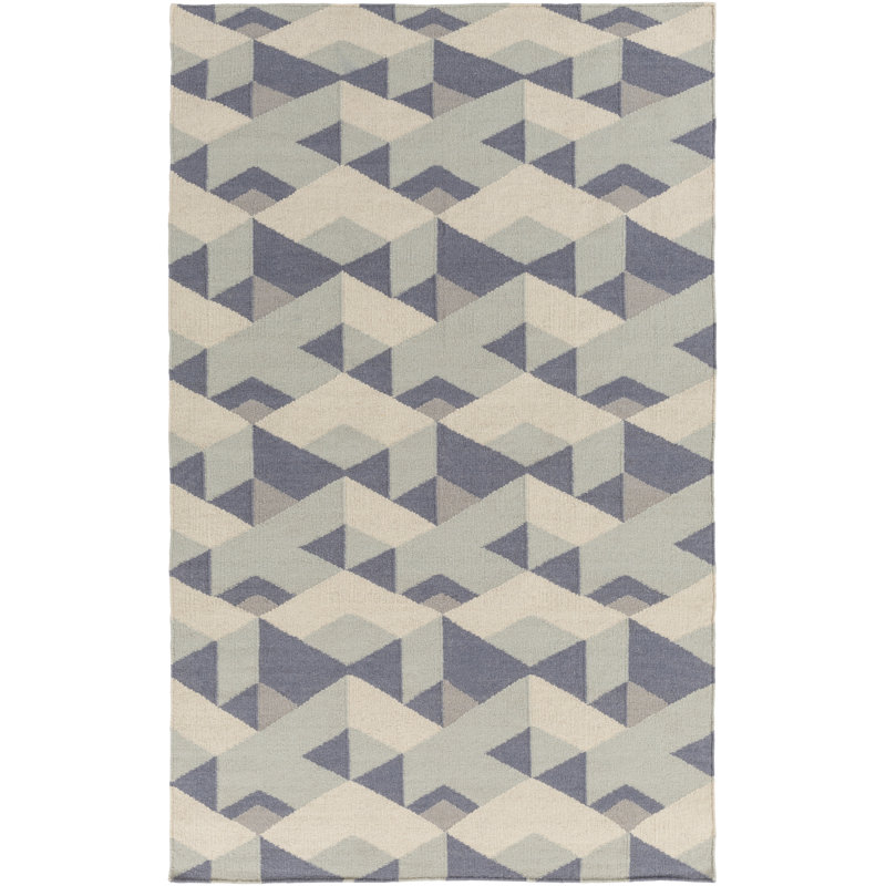 Tapis noir / gris en laine / coton tissé à la main Fruggiero, Rectangle 2 pi x 3 pi