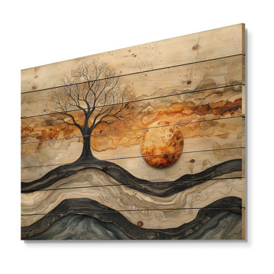 Abstraits arbres d'hiver sur la rivière Crystal Wood - Art mural en bois arbre de vie - sur bois de pin naturel