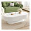 Table basse ovale élégante de 43,3 po avec plateau de 6,8 po d'épaisseur, table de bout tambour moderne de style crème, table centrale cannelée minimaliste avec base robuste pour le salon, assemblage facile, blanc-318563878