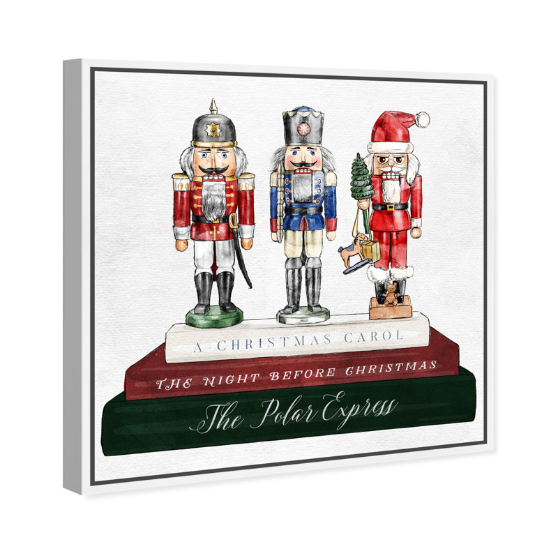 «Holiday Nutcracker Books», peinture sur toile, Cadre flottant, H 40 po x l 40 po x P 1,5 po