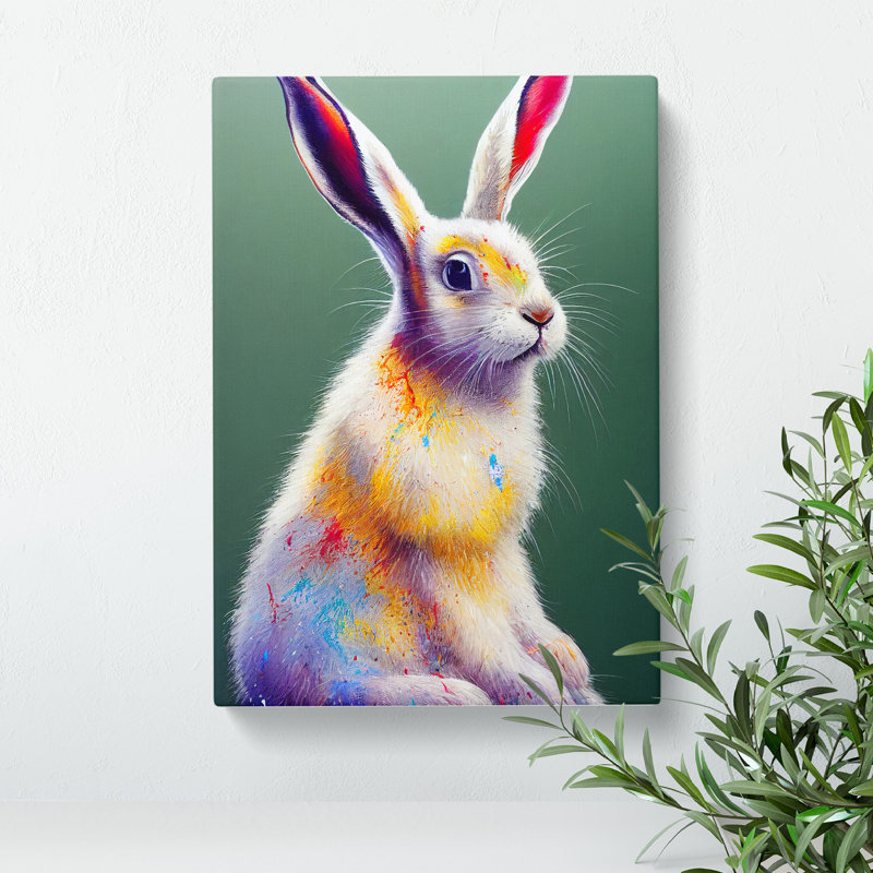 XC1022-1590X Colourful Hare No.1 - Wrapped Canvas Print, 50cm H x 35cm W x 3cm D