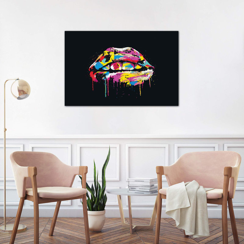 Colourful Lips by Balazs Solti - Print on Canvas, No Frame, 66.04 cm H x 45.72 cm W x 3.175 cm D