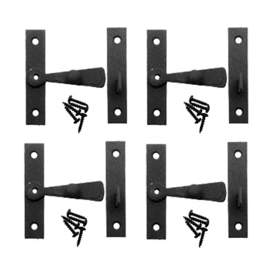 Wrought Iron Cabinet Catch with .375in Offset 2.5in W, Black Rustproof Finish, Durable Cabinet Latch Hardware