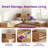 L-Shaped Twin Bed With Trundle & Built-in Desk Corner, 4 Shelves Cabinet & LED Lights-860961867