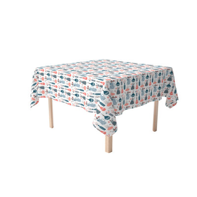 Square Tablecloth, 100% Cotton, 52X52", Doodle Vases