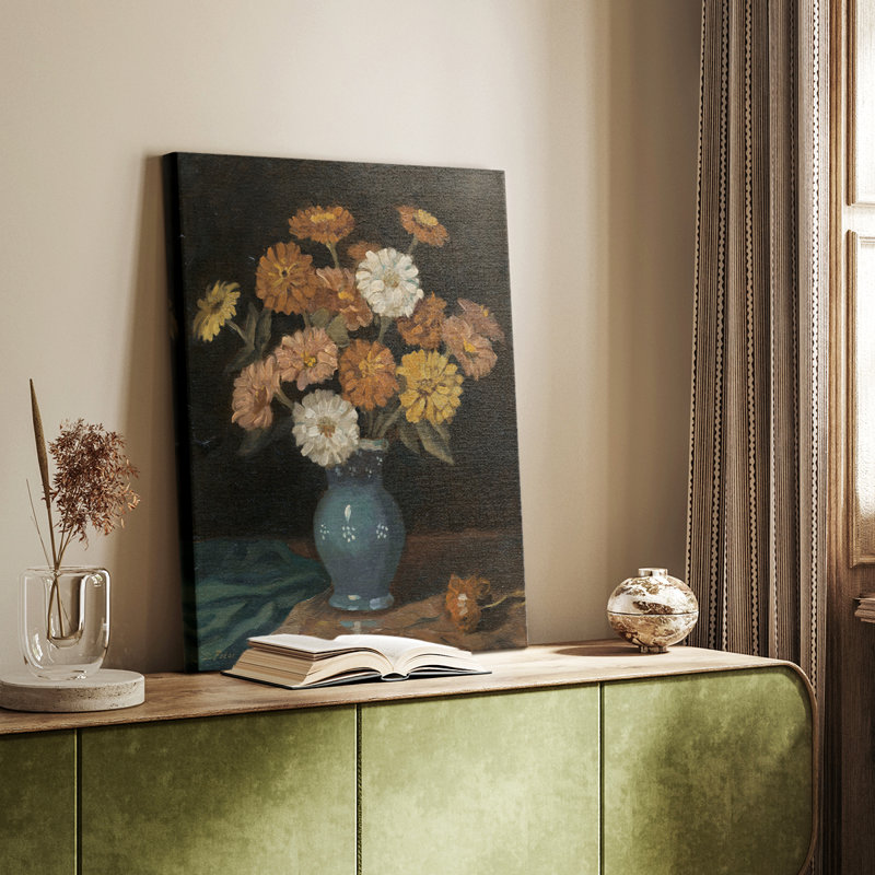 Motif floral rétro CCL III - galerie Cavas, H 36 po x l 24 po