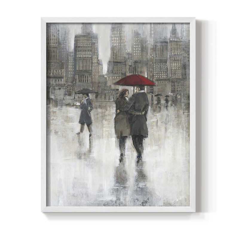 «Rain in The City II», reproduction encadrée - bois massif, H 20 po x l 16 po, Blanc