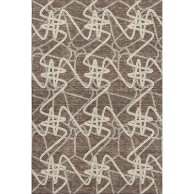 Premium Machine Washable Prisco Brown Rug