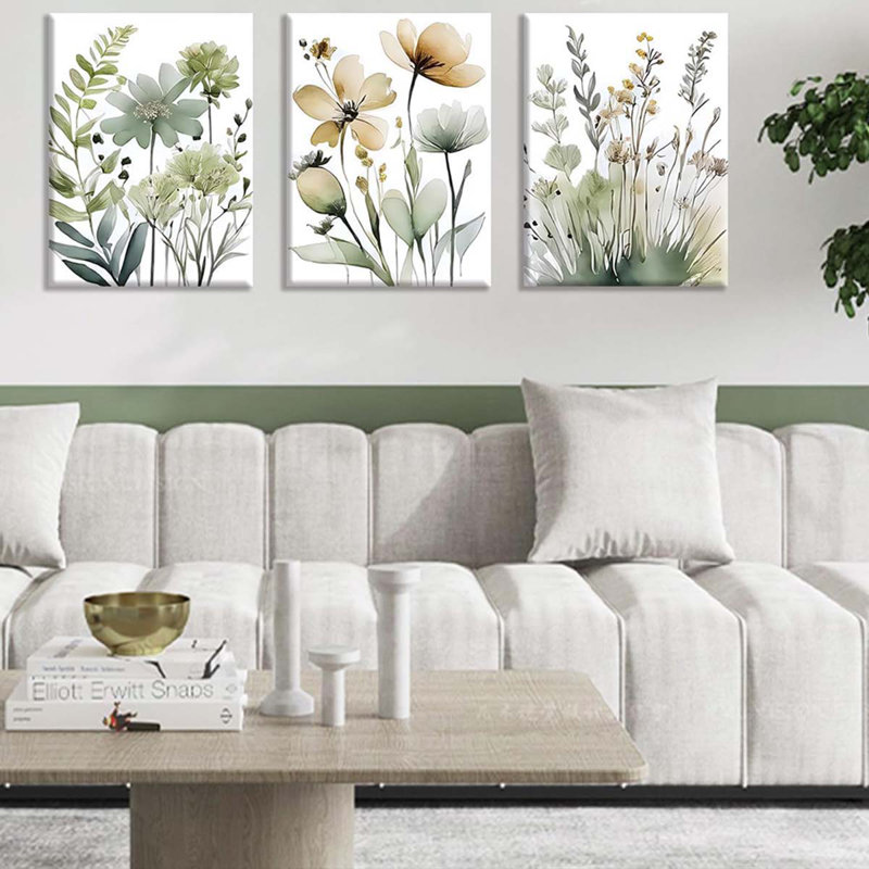 3 Piece Wrapped Canvas Print, 40 cm H x 90 cm W