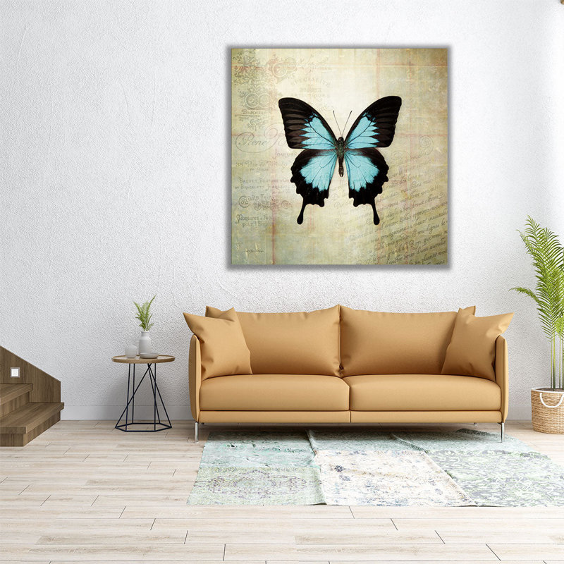 «French Butterfly III», reproduction d'art sur toile, H 40 po x l 40 po