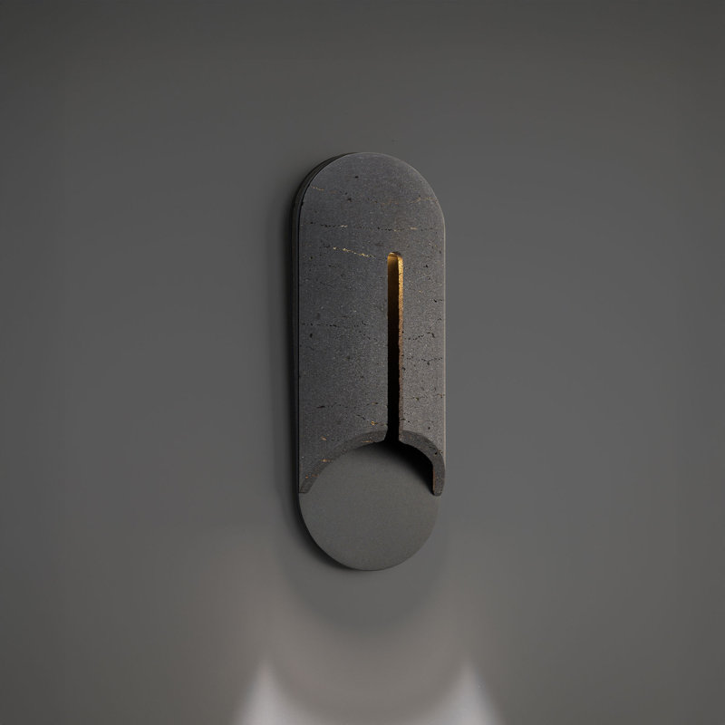 Clog Dimmable 4000K LED Outdoor Wall Light With Color Temperature Switch (2700K/3000K/3500K/4000K), Basalt Stone/Black