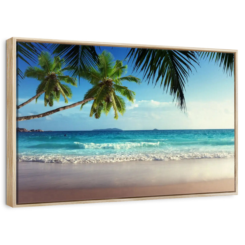 Palm Beach Morning, Cadre flottant en bois naturel, 40 po x 27 po