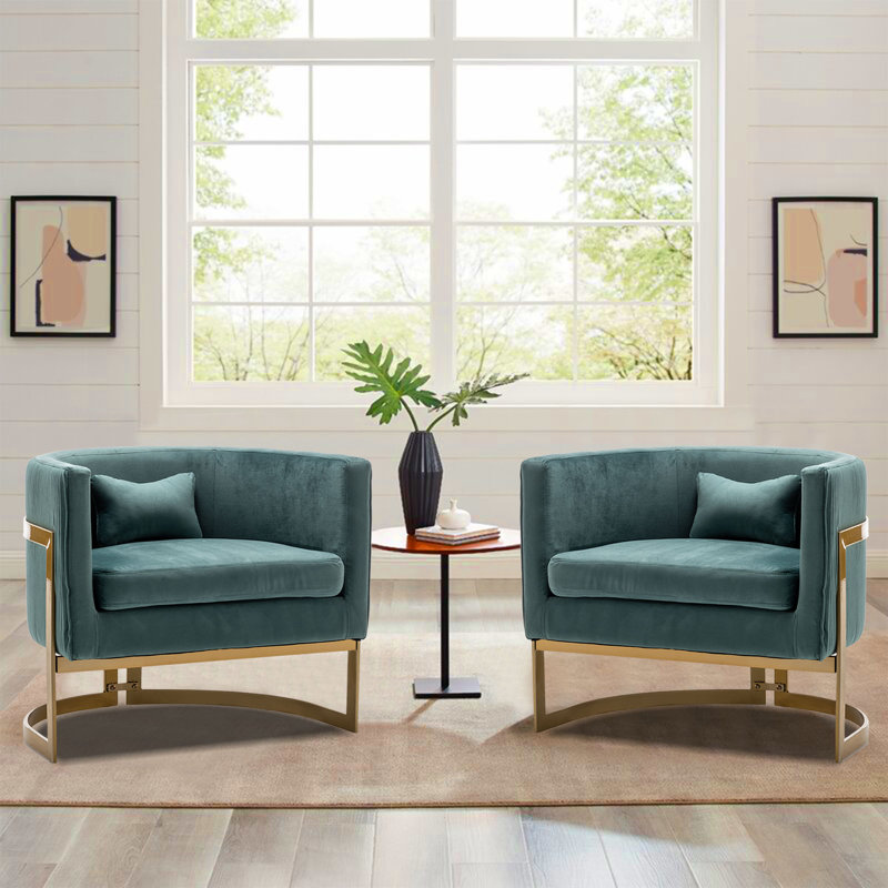 Fauteuil demi-tonneau en velours 31,1 po Rapicka