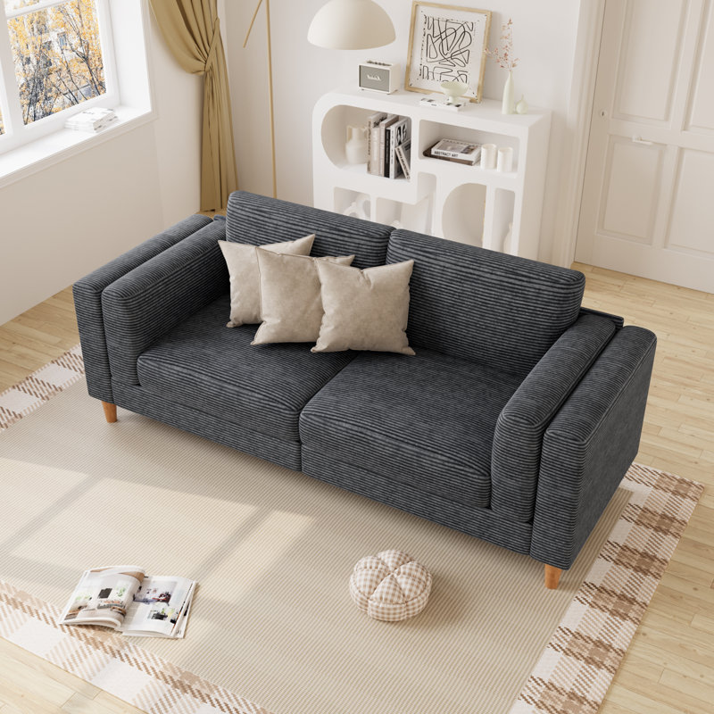 Upholstered Sofa,square Arms Sofa Modern Style Loveseat & Couch, Gray