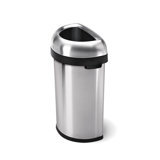 simplehuman Semi-Round Open Top Trash Can Commercial Grade Heavy Gauge