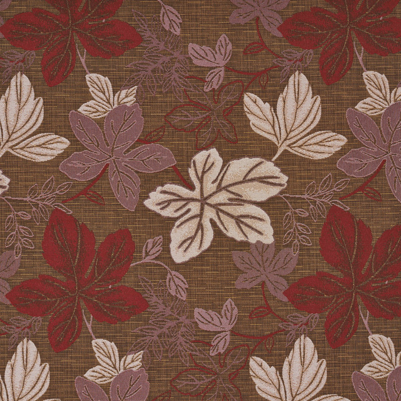 Tissu tweed de feuilles métalliques, Brun / Rouge