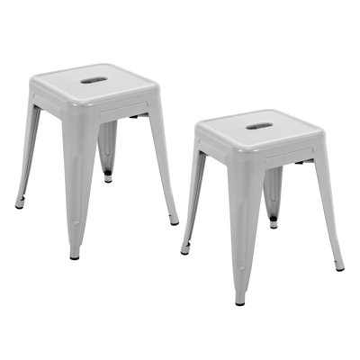 18 Inch Industrial Metal Counter Stools, Stackable Classroom Stools, Backless Metal Dining Chairs For Indoor Outdoor, Kitchen Bar Stools (Set of 2)