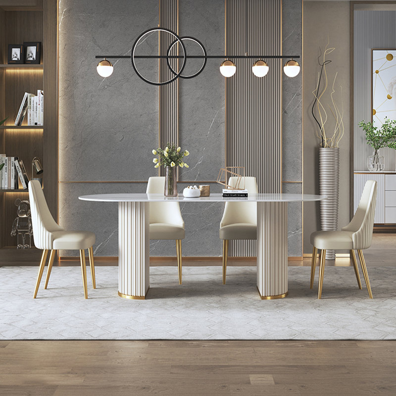 8 - Person Double Pedestal Dining Set, 29.53"H x 70.87"L x 31.5" W