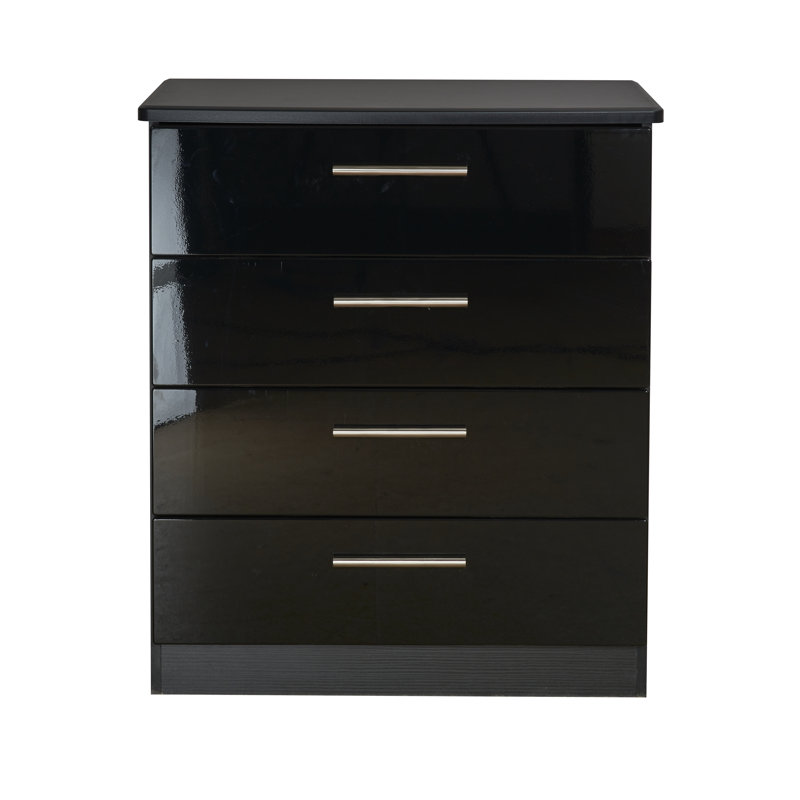 Fully Assembled Yvette 4 Drawer Chest, Black