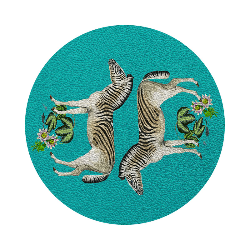 Zebra Seeing Double Placemat, Teal
