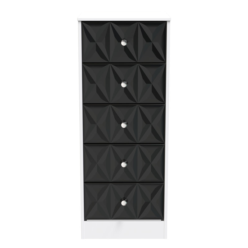 San Jose Bedside Table, Deep Black/White Matt