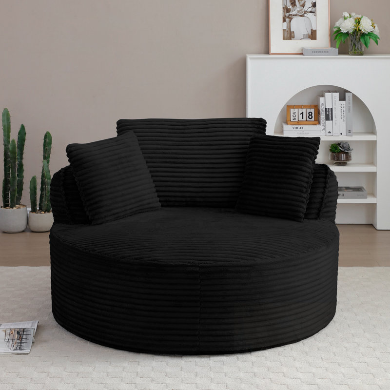 Velours côtelé avec 3 coussins, Noir