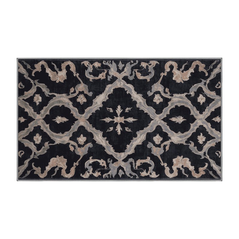 Tapis gris lavable à la machine, Rectangle 8 pi x 10 pi