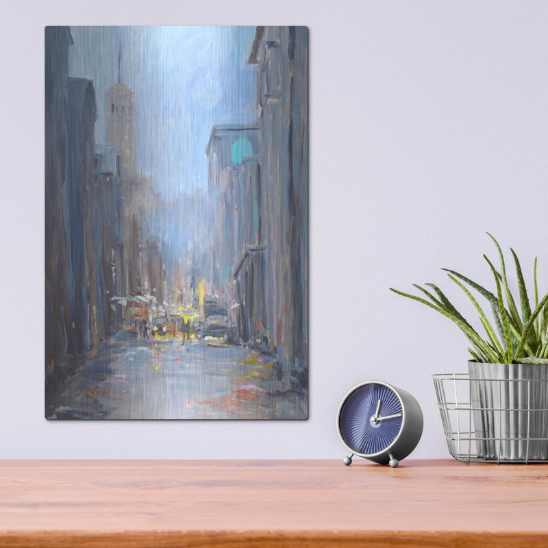 Art mural en métal luxueux «City View» par Allayn Stevens, 12 po x 16 po, H 16 po x l 12 po
