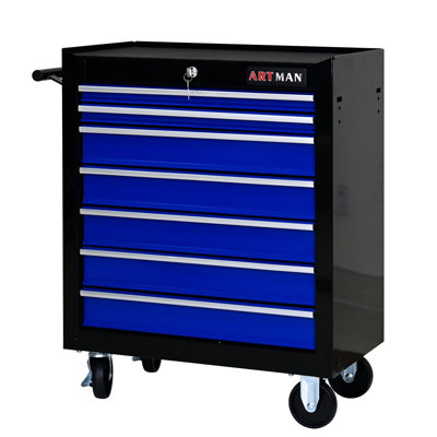 7 DRAWERS MULTIFUNCTIONAL TOOL CART WITH WHEELS-RED