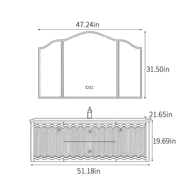 Armoire de salle de bain de style américain rétro., 51"