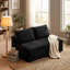 Causeuse à compression, causeuse moderne en velours côtelé noir compact pour petite maison