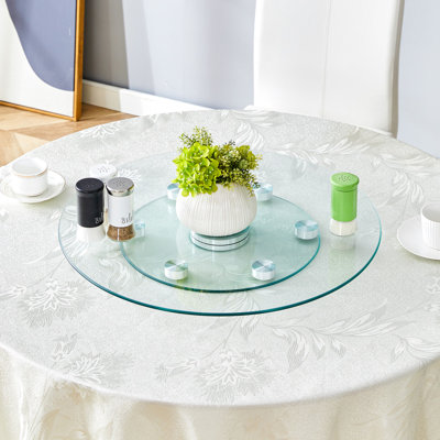 Lazy Susan-Double Layered Rotatable Tempered Glass Table Top
