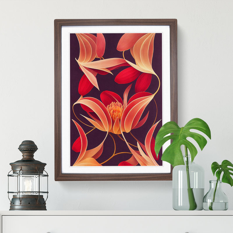 Charming Flowers - Wall Art, 36cm H x 27cm W x 2cm D, Walnut Framed, White