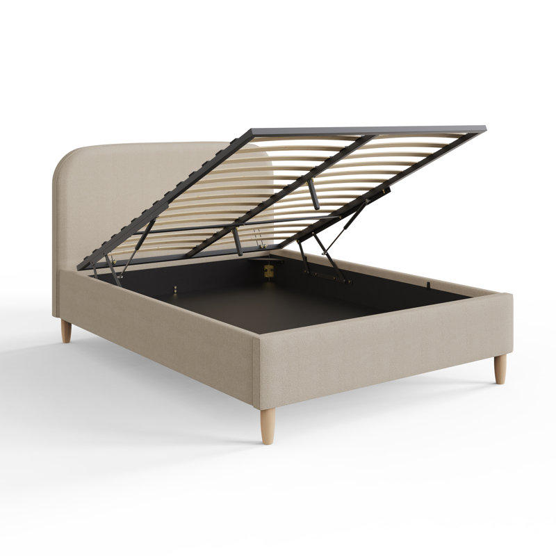 Leonie Double Upholstered Ottoman Bed, Natural Stone, Double (4'6)