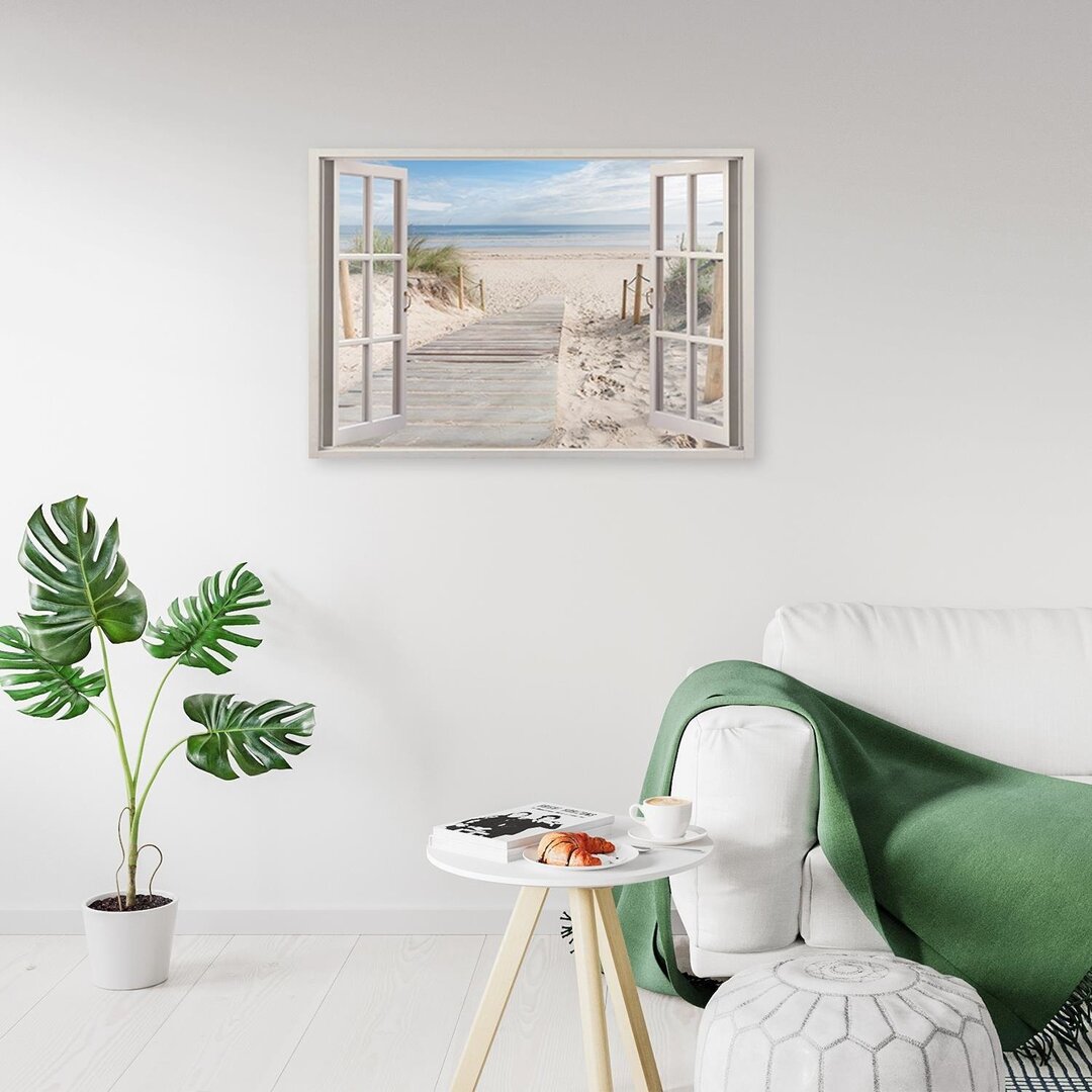 Leinwandbild - Grafikdruck "Fenster zum Strand"