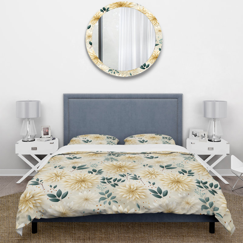 Literie à motif de fleurs bohème et de mandalas, Housse de couette pour grand lit et 2 taies décor
