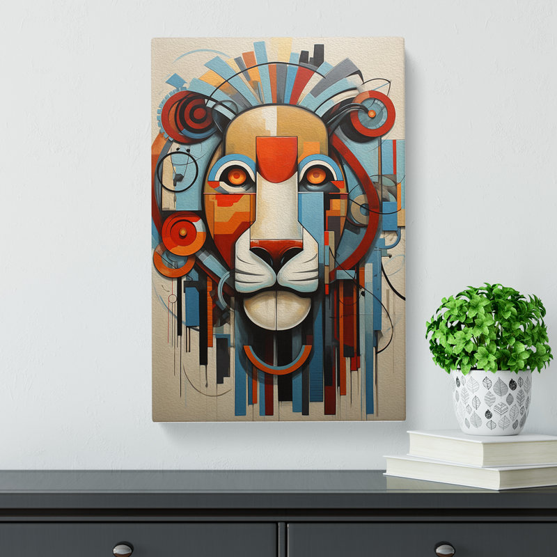 Lion Constructivism Art No.4 - Wrapped Canvas, 76cm H x 50cm W x 3cm D